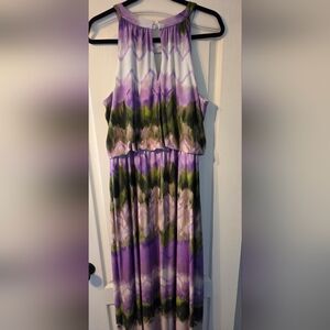 Dress Barn Purple and Green Maxi Dress